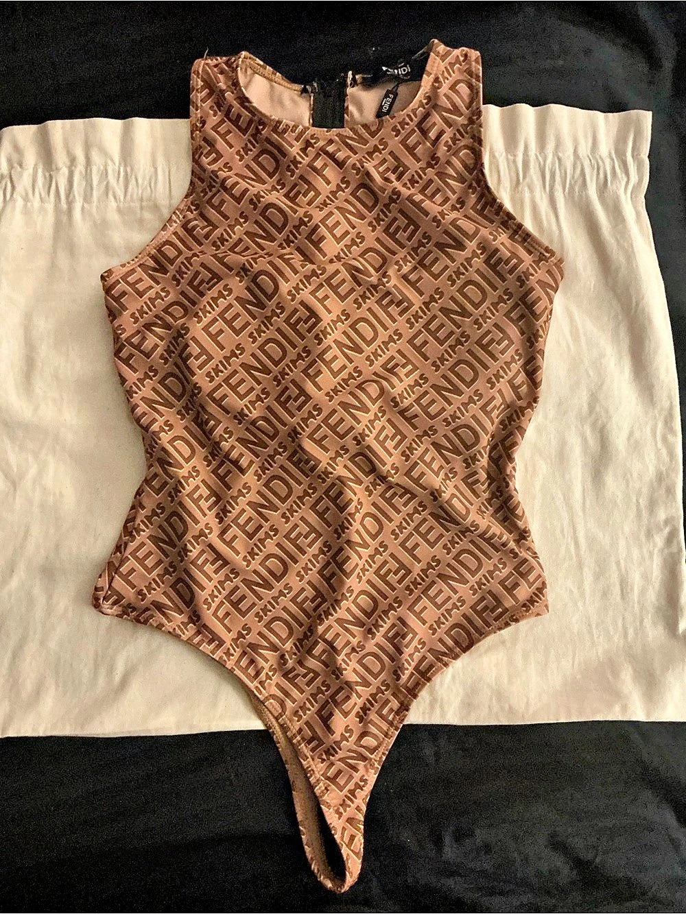 FENDI x SKIMS ✨LIMITED EDITION✨ Sleeveless Mock-Neck Thong Bodysuit — NWT — Size